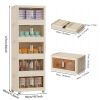 19.69" Side Wide Folding Storage Cabinet ,5 Tiers,19.69"×11.81"×50.00",Collapsible Storage Bins with Magnetic Door